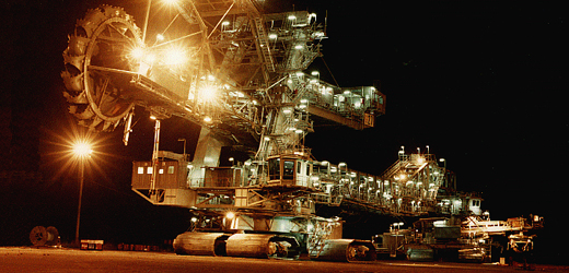 Mining machinery at night